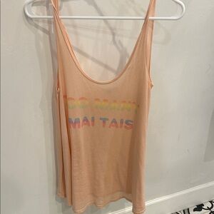 Wildfox Pastel Peach Graphic Tank Top